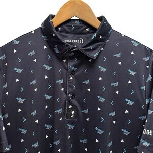 Bogey Bros Men's Size Medium Natural Slice AOP Performance Black Polo Shirt euc